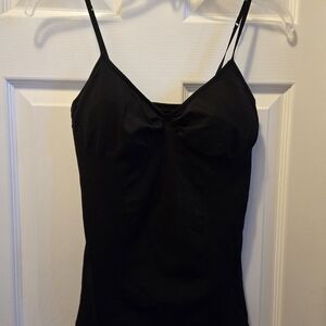 BEBE Black Tie Front Fitted Camisole Top